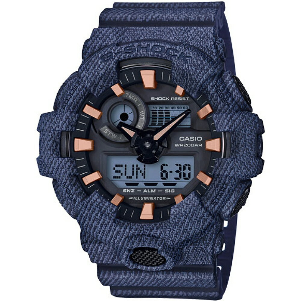 g-shock 粗犷多角ga-700全新丹宁系列男表(深蓝色调)_ga-700de-2a