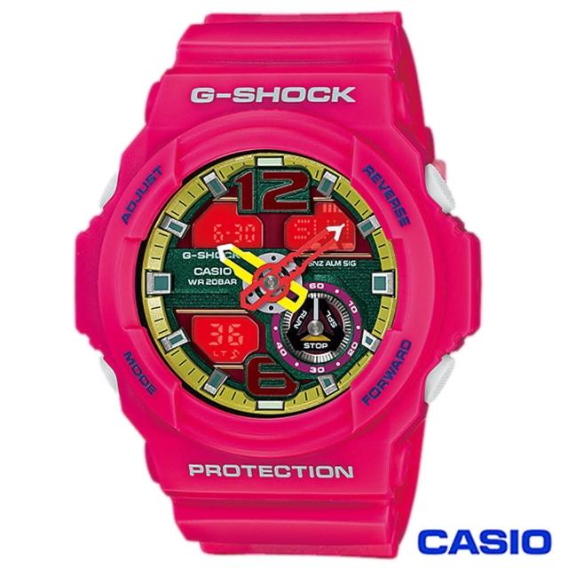 【casio卡西欧】g-shock超人气指针数位运动双显表-潮流粉(ga-310-4a)