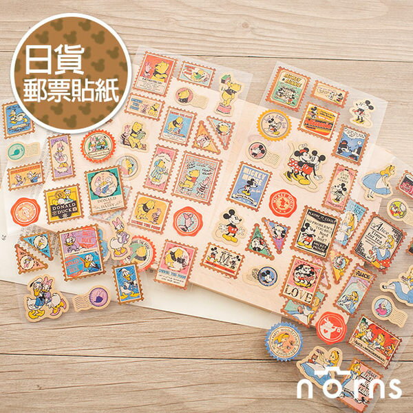 norns 【日货复古邮票贴纸】迪士尼 米老鼠 维尼 爱丽丝 唐老鸭 手帐