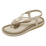 Desirepath Sandals for Women Zipper Back Casual Gladiator Sandals Summer Strappy Thong Flats Shoes