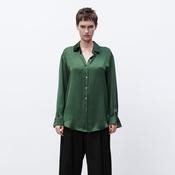 zara green satin shirt