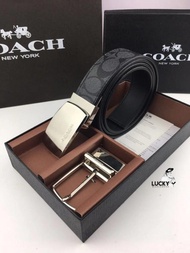 Coach Reversible Signature Leather Belt Black Matte - Original 100% Ikat Pinggang Pria Hermes Asli