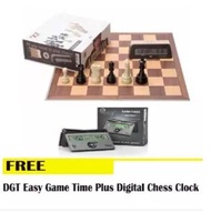 DGT 10874 Foldable Chess Set with DGT Easy Game Time Plus Digital Chess Clock