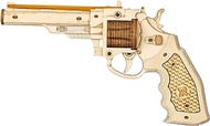 Fun DIY 3D Wooden Puzzle Corsac M60 Rubberband Revolver Toy Gun for Teens (14+) and Adults, Loads 6 Rubberbands. (LQ401)