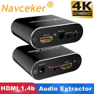 Navceker 4K 60Hz HDMI 2.0 Audio Extractor 5.1 ARC HDMI Audio Extractor Splitter HDMI To Audio Extractor Optical TOSLINK SPDIF