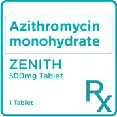 ZENITH Azithromycin Monohydrate 500mg 1 Tablet [PRESCRIPTION REQUIRED]