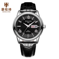 ﹉✥ Holuns mens watches top brand luxury fashion casual classic gold male watch leather stainless waterproof wristwatch for men 【Hot selling】