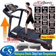 4.5HP 18KM/h ADSports AD933 Electric Motorize Treadmill 15 Levels Auto Electric Incline, 48CM Wide Running Belt, 60CM Wide Platform,10x Spring Shock Absorption Damping System Machine Lari 跑步机