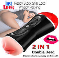 Male Masturbator Cup Double Head 3D Real Textured Vagina and Mouth Detachable Pocket P-ussy Adult Toys Men Sex Toy For Boys sextoys for male Alat Seks Untuk Lelaki Sex Toys