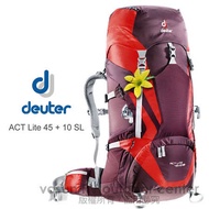 【德國 Deuter 】ACT Lite 45 + 10 SL 輕量拔熱式透氣背包/登山健行背包.自助旅行背包/Aircontact 輕量行拔熱透氣系統_紫/紅 3340215