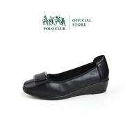 POLO CLUB รุ่น P1835 รองเท้าคัชชูหนัง ส้นเตารีด หัวมน สีดำ
