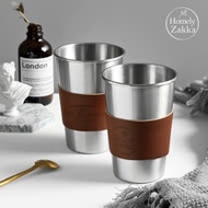 【Homely Zakka】原創ins風皮革304不銹鋼杯/飲料杯/咖啡隨行杯(480ml)_Five