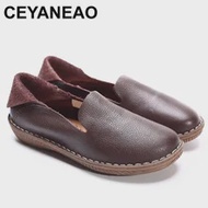 CEYANEAO 2018 Mori Sepatu Datar Anak Perempuan Sepatu Pantofel Step In Kopi Asli Jahitan Tangan Sepatu Moccasin Wanita (568-2)