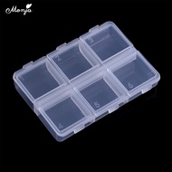 Monja 6 Grid Nail Art Clear Empty Plastic Storage Case Rhinestone Bead Dried Flower Earring Jewelry Box Container Manicure kit Holder