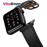 VitaEnen Appleนาฬิกาหนังแท้สแควร์แถบสำหรับApple Watch 42mm 44มม.38มม.40มม.,เปลี่ยนใช้งานร่วมกับApple Watch Series SE/6/5/4/3/2/1ของแท้หนังVintageสายสำรองสายคลาสสิก