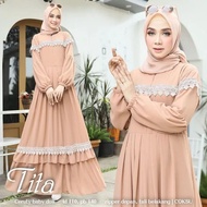 TITA DRESS / BAJU DRESS WANITA TERBARU / DRESS PANJANG WANITA TERKINI / BAJU GAMIS WANITA MUSLIMAH MODEL BARU / TITA DRESS DENGAN MODEL APLIKASI RENDA ZIPER DEPAN BUSUI / DRESS PANJANG WANITA / BAJU GAMIS WANITA 2022