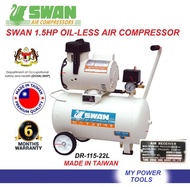 Swan 1.5HP 22Liter Silent Oil-less Air Compressor