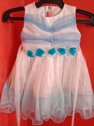 birthday party light blue dress gown for kids girl 1-2 years old