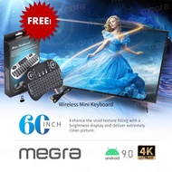 MEGRA 60" 4K UHD Smart Led TV Powered By Android O.S 9.0 60inch Television 60D45 Built-in MYTV 60寸4K数码智能电视