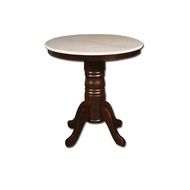 2.5ft Round Marble Top Kopitiam Cafe Dining Table with solid wood pedestal leg with height adjuster.