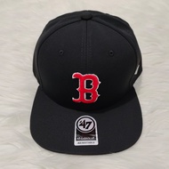 Y-072 Topi Snapback Boston 47 Black Logo Red