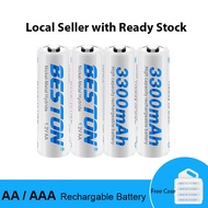 Beston AA / AAA Rechargeable Battery (Set of 4) Free Case, 800mAh 1100mAh 1200mAh 3000mAh