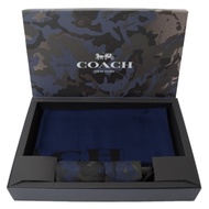 COACH 經典LOGO羊毛圍巾+迷彩摺疊傘禮盒組(藍)