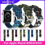 Camouflage Soft Silicone Strap สายนาฬิกา For Apple Watch 6 SE 5 4 band 40MM/44MM i Watch series 3 2 1 Wristband 38mm/42mm Belt Silicone Loop bracelet Watch Strap for apple watch ทุกซีรีย์ 6 5 4 3 2 SE watchband acceccories