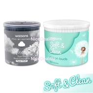 WATSONS Soft &amp; Clean White Cotton Buds 300's / Dual Tips Black Cotton Buds Soft Paper Shaft 200's Canister Beauty Q-tips