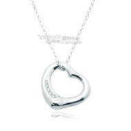 Tiffany&Co. 愛心墜飾 925純銀項鍊-鑲5鑽石