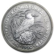 1990 Perth Mint Australia Kookaburra 1 oz .999 Silver Coin BU 1oz - First year of issue