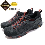 【MERRELL】戶外鞋 Moab FST 2 GTX 運動 男鞋 防水 越野 耐磨外底 避震 球鞋 黑 紅(ML77443)
