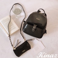 KINAZ 附鏈帶斜背包立體手提後背包-雨花石黑-石頭城系列