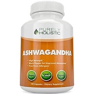 Ashwagandha Capsules, 180 Organic Ashwagandha Root Powder Extract of Black Pepper Vegan, 3 Month's Supply of Ashwagandha Organic Capsules, Ashwagandha Root Capsules, Anxiety Relief, Adrenal Support