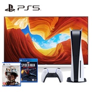 【SONY】PS5光碟版主機(CFI-1018A01)+SONY 55型4K連網液晶顯示器(KM-55X9000H)+雙遊戲