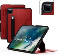 ZUGU Case for 2021/2020 iPad Pro 11 inch Gen 2/3 - Slim Protective Case - Wireless Apple Pencil Charging - Convenient Magnetic Stand &amp; Sleep/ Wake Cover - Cherry Red