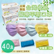 【台灣優紙】成人&兒童醫療級平面口罩 任選40盒(50片/盒)
