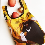 Sunny Bag x 貓小姐Ms.Cat 摺疊購物袋-台灣黑熊與貓的秋日時光