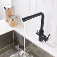 1/2 Matt Black Stainless Steel Copper Kitchen Sink Faucet Mixer Tap Double Water Tap