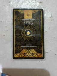 mini Gold 0,025gr Emas Murni 24k Certificate of Assay