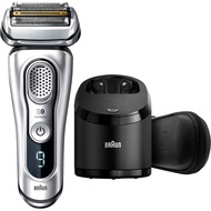 Braun Series 9 9390cc Latest Generation Electric Shaver, Clean&amp;Charge Station, Leather Case - Silver