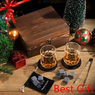 Whiskey Stones and Whiskey Glass Gift Box Set Whisky Glass Rock Set Fashionable Whisky Crystal Wine Glasses Non-toxic Whisky Cooling Rocks Portable Whisky Bartending Drinking Tools Christmas Gift New Year Gift