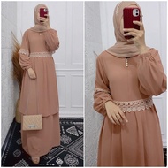 BAJU GAMIS WANITA TERBARU / GAMIS WANITA TERKINI MODEL KIMIKO SET / DRESS MOTIF POLKA APLIKASI INNER DI PISAH / DRESS WANITA TERBARU / GAMIS WANITA EDISI LEBARAN 2022 / KIMIKO DRESS SET OUTER / DRESS WANITA TERLARIS MODEL TERBARU