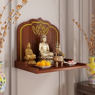 Offering Home Display Box Avalokitesvara Altar Shelf for God of Wealth Cabinet Wall-Mounted Incense Burner Altar Table