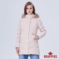 【BRAPPERS】女款 長版可拆帽羽絨外套(淺粉)