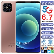 phone I12 PRO smartphone โทรศัพท์ราคาถูก สมาร์ทโฟนหน่วยความจำ 32G+128Gจอ 6.7นิ้ว HD เต็มหน้าจอ แบตเตอรี่ 4800 mAh ถ่ายภาพ โทรสัพราคาถูก ชาร์จไว ชมภาพยนต์เกม