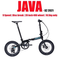 JAVA X2 2021 folding bike | foldable bike -20inches wheelset | disc brakeset | alloy frame | 9 speed |10.5kg only, promo