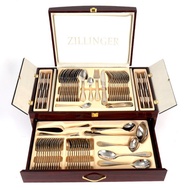 Hot Selling 72-Pieces Gift Box Packing 18/10 Stainless Steel Gold-Plated Steak Western Cutlery Set