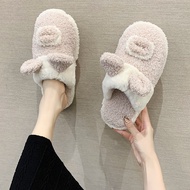 2020ใหม่รองเท้าแตะผ้าฝ้ายหญิงน่ารักฤดูหนาวครอบครัวที่มี Snnei ขนปุยช่วงการคลอดบุตรหอพักขนหมู Chanel