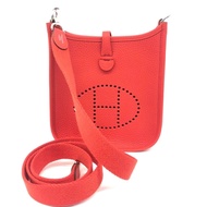 HERMES D刻印 TC牛皮斜背Mini Evelyne(愛心紅)